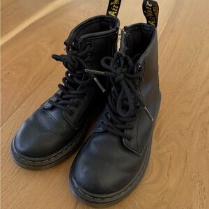 Dr. Martens Black Kids Lace-Up Combat Boots